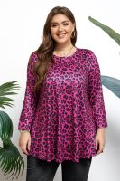 Womens Tunic Tops 3/4 Sleeve Plus Size Crew Neck Swing Flare Loose Fit T-Shirt Blouses to Wear with Leggings