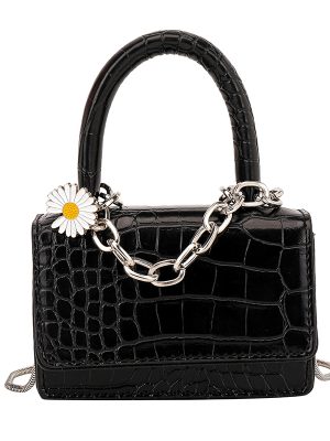 Mini small bag foreign women's bag 2020 popular new stone pattern chain crossbody bag small square bag (Black)