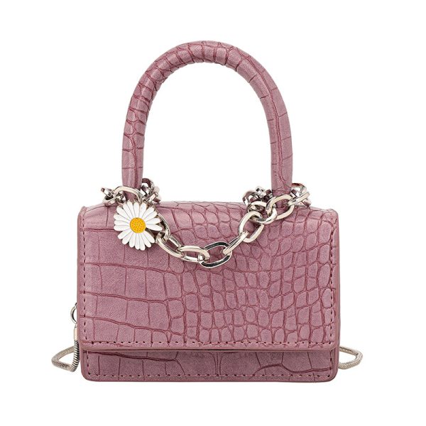 Mini small bag foreign women's bag 2020 popular new stone pattern chain crossbody bag small square bag (purple)