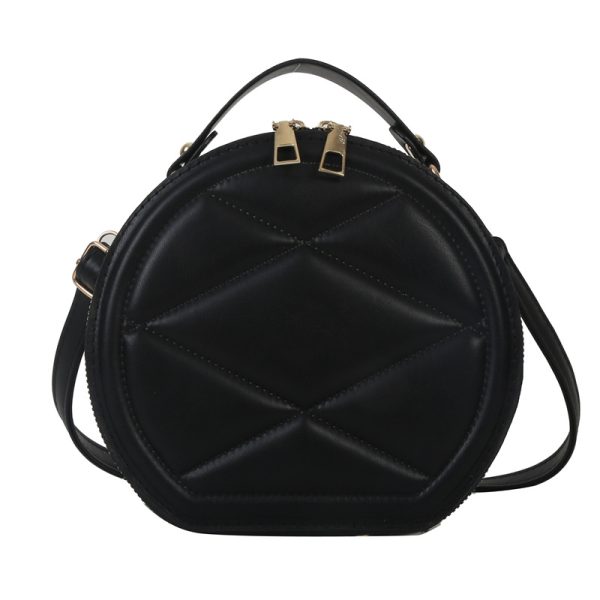 Bucket Bag 2023 New Handheld Stereotyped Small Round Bag Indentation Lingerie Single Shoulder Crossbody Bag (black)