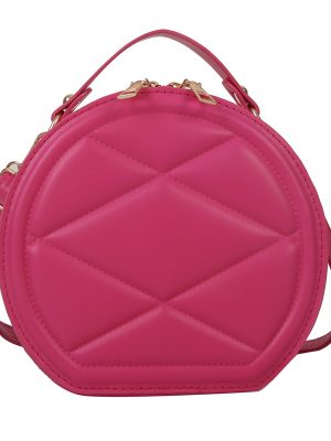 Bucket Bag 2023 New Handheld Stereotyped Small Round Bag Indentation Lingerie Single Shoulder Crossbody Bag (rose red)