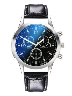 Dazzling color blue glass three eyes steel belt watch men quartz watches gift men's watches