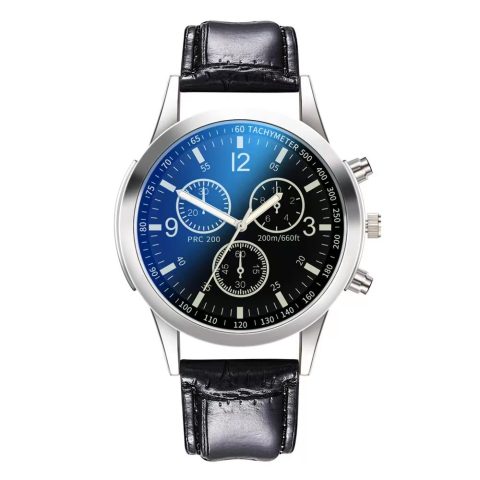 Dazzling color blue glass three eyes steel belt watch men quartz watches gift men's watches